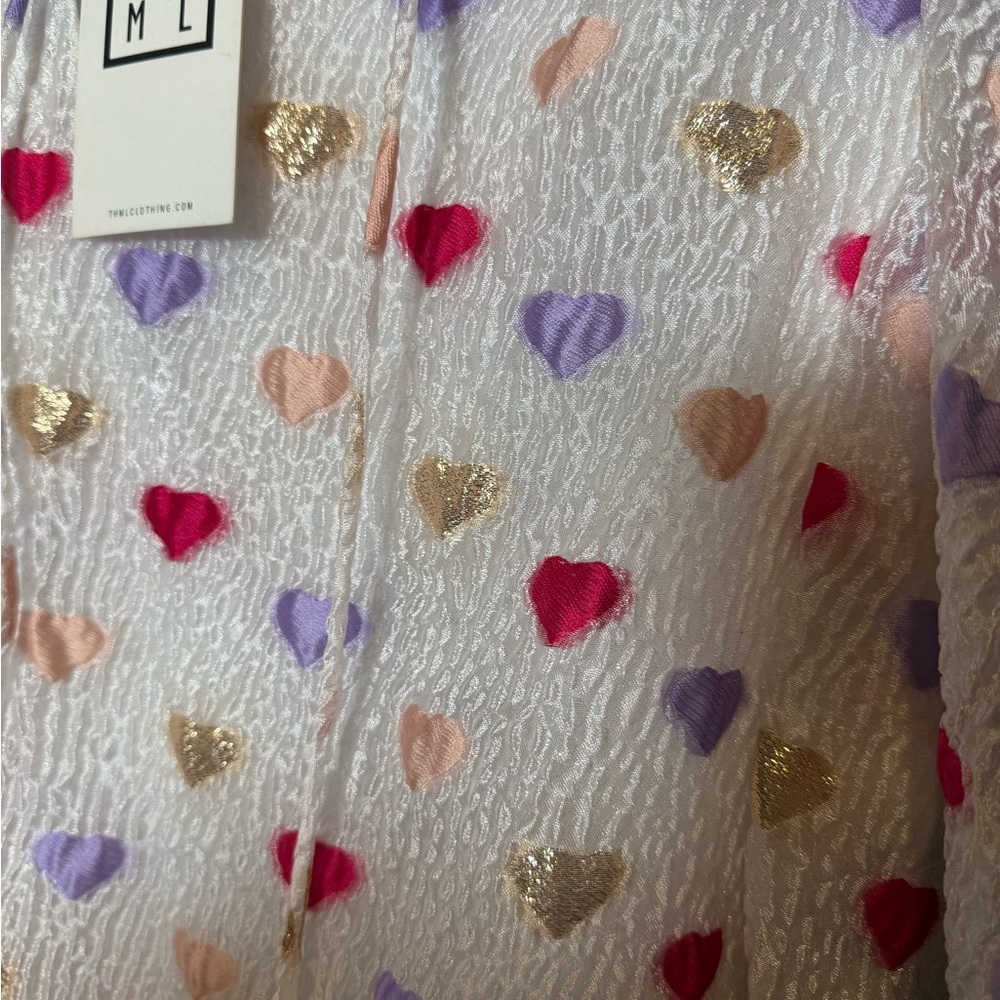 NWT Anthropologie THML Heart Blouse- XS - Picture 2 of 8